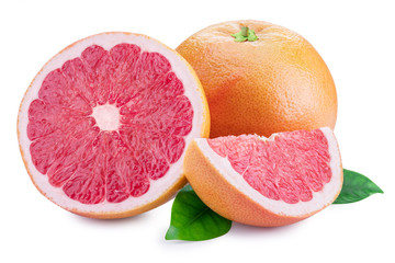 Grapefruit and grapefruit slices isolated on white background. Clipping path.