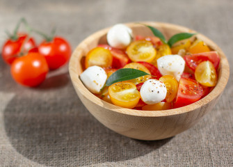 salad with cherry tomatoes and mozzarella