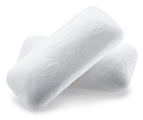 Chewing gum pieces on white background. Clipping path.