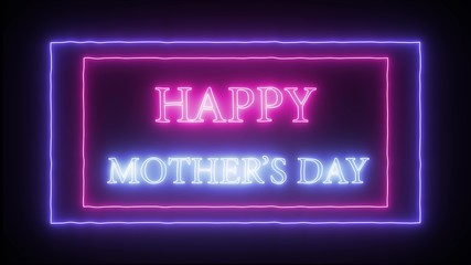 Neon sign Happy Mother's day, pink and blue