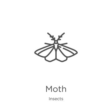 moth icon vector from insects collection. Thin line moth outline icon vector illustration. Outline, thin line moth icon for website design and mobile, app development.