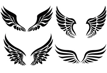 Black silhouette wings emblem collection