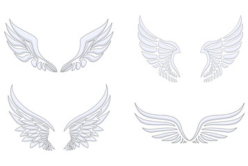 Cartoon angel wings collection set