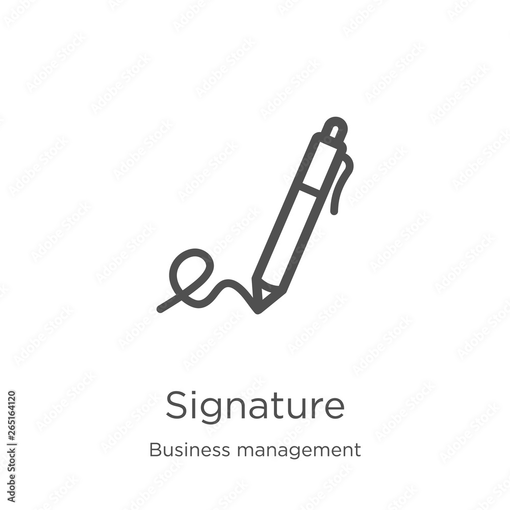 Wall mural signature icon vector from business management collection. thin line signature outline icon vector i