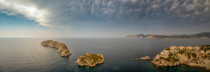 Panorama of a coastal region on Mallorca in stormy weather
