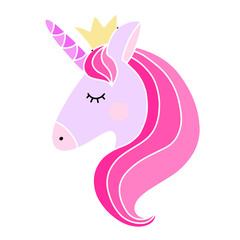 Unicorn with horn vector illustration