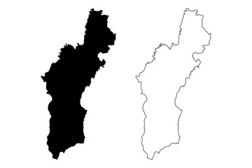 Fototapeta premium Prowincja Północna Hamgyong (Koreańska Republika Ludowo-Demokratyczna, KRLD, Korea KRLD, prowincje Korei Północnej) ilustracja wektorowa mapa, szkic bazgroły Mapa Hamgyongbukdo