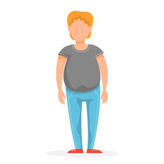 Fototapeta premium Young man character. Fat adult guy in casual clothes