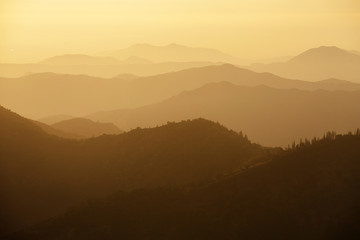 sunset on the Moro rock in Sequoia national park