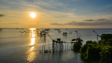View  Sunrise at Sri Pak Pra Fishing Village, Phatthalung Thailand