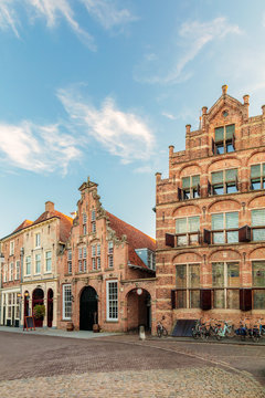 Row of ancient houses in the Dutch city center of Zutphen