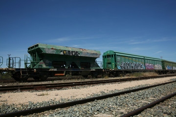Fototapeta na wymiar THE OLD GREEN TRAIN