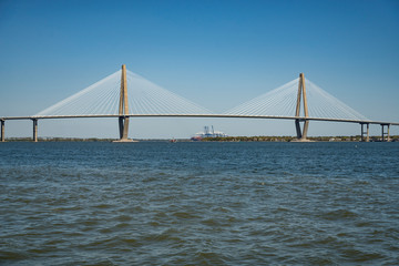Fototapeta premium The Ravenel Bridge, as seen from the water Charleston, SC