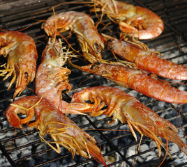 Grilled king prawns