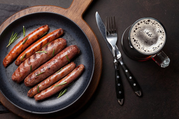 Grilled sausages and beer
