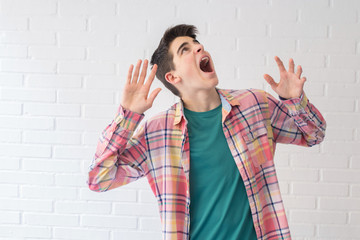 frightened young or teen looking up isolated