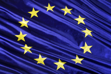 European Union flag in waving fabric