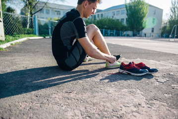 Athlete in the stadium shoes running shoes
