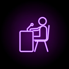 radio presenter neon icon. Elements of media, press set. Simple icon for websites, web design, mobile app, info graphics
