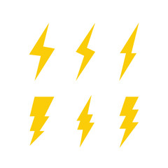 Flash thunderbolt vector icon set. Lightning thunder symbol collection.