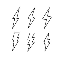 Flash thunderbolt vector icon set. Lightning thunder symbol collection.