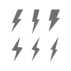 Flash thunderbolt vector icon set. Lightning thunder symbol collection.