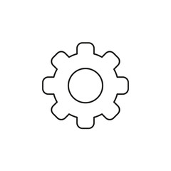 Vector icon of gear. Black outline.