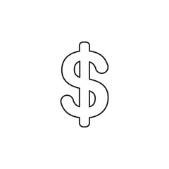 Vector icon of dollar symbol. Black outline.