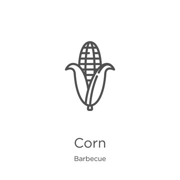 corn icon vector from barbecue collection. Thin line corn outline icon vector illustration. Outline, thin line corn icon for website design and mobile, app development.