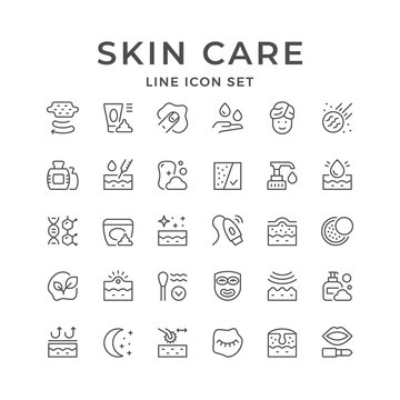 Set line icons of skin care