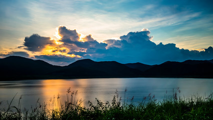 lake sunset mue kuang dam lovely lake 30km to Chiang mai