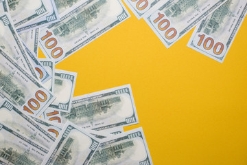 The silver picture is placed on a yellow background. Success, business concept With copy space