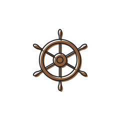 Ship steering wheel vector icon isolated on white background