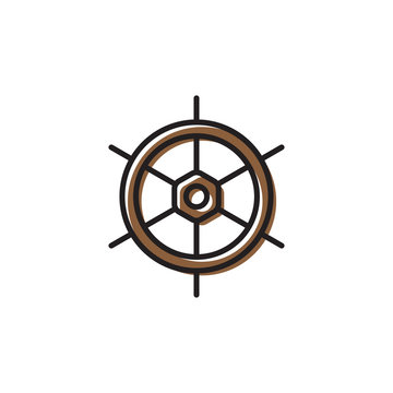 Ship steering wheel vector icon isolated on white background