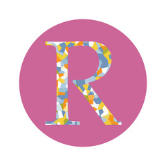 Capital letter R polygon style font initial R uppercase alphabet monogram template illustration