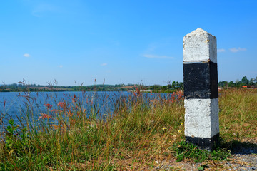 Street Concrete Pillar at Baan San Kamphaeng Reservoir Wang Nam Khiao, Nakhon Ratchasima Province.