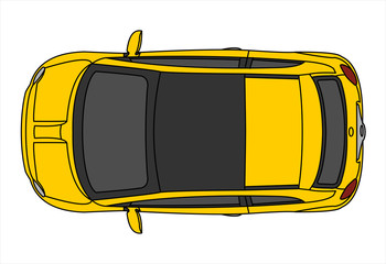 vector car isolated on white background, top view.