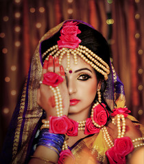 Portrait of attractive indian Hindu bride