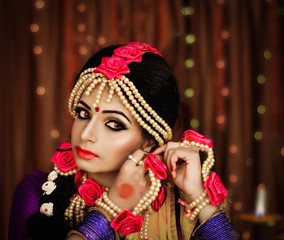 Portrait of attractive indian Hindu bride