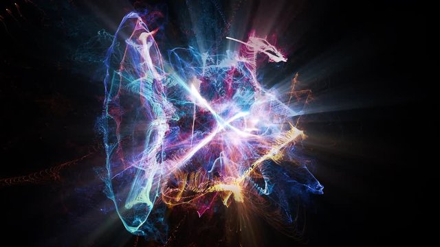 Light FX2220: Atomic particles collide, spin and shine (Loop).