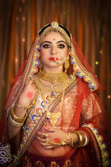 Portrait of attractive indian Hindu bride