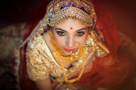 Portrait Of Attractive Indian Hindu Bride