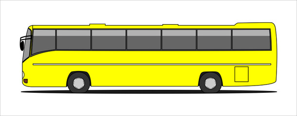 Vector tourist bus, side view, template isolated on white background.