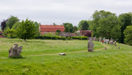 Obraz premium Details of stones in the Prehistoric Avebury Stone Circle, Wiltshire, England, UK