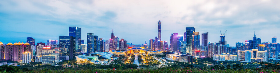 Fototapeta na wymiar Nightscape of Shenzhen City and Architecture..