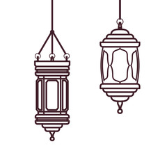 ramadan kareem lantern and moon hanging