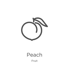 peach icon vector from fruit collection. Thin line peach outline icon vector illustration. Outline, thin line peach icon for website design and mobile, app development.