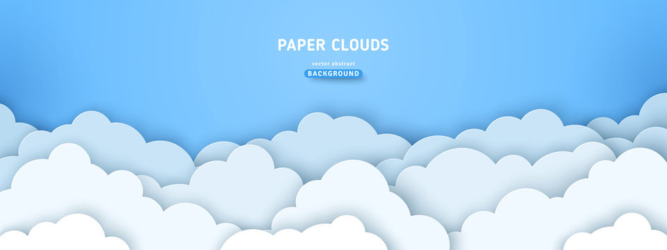 Clouds on blue sky banner