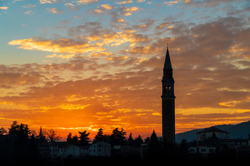 Fototapeta premium The town of Crespano del Grappa in Italy
