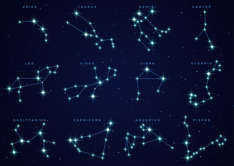 Zodiac constellations set - obrazy, fototapety, plakaty